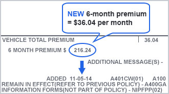 Proof of insurance rate improvement